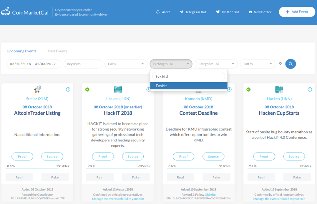 coinmarketcal site