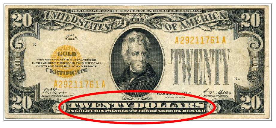 dólar resgatável em ouro