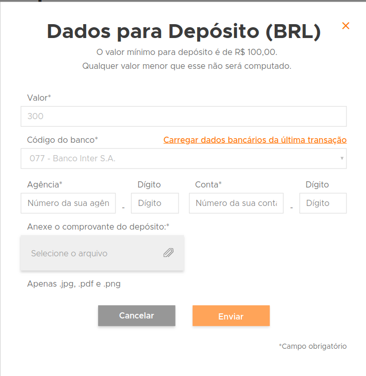 Depósito de bitcoin na Foxbit