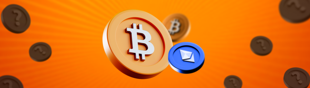 Banner com BTC, ETH e criptomoedas promissoras ocultas