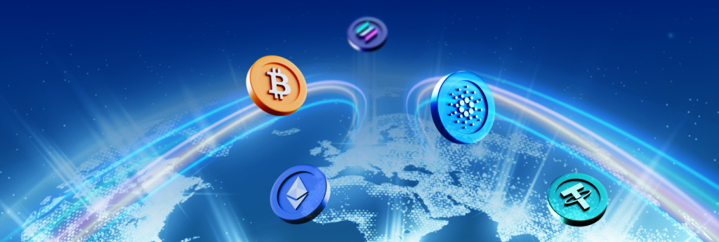 Exemplificação de uma negociação de criptomoedas globalmente