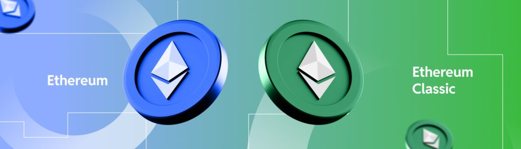 Banner com logos da Ethereum Classic e Ethereum
